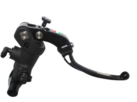 Pompa Freno Radiale Accossato PRS 19x17-18-19 Con Corpo Pompa Anodizzato Nero E Leva Snodata Colorata, Per Manubri Diametro 25,4 mm