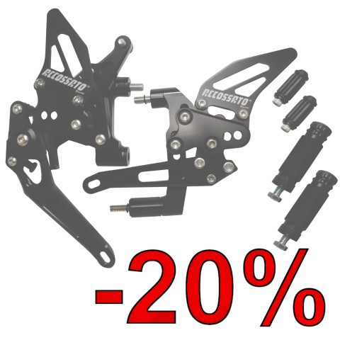Accossato Adjustable Racing Street Rearsets, Made in Aluminium