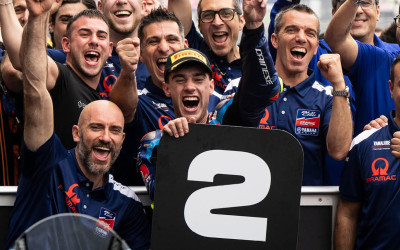 Arbolino brilla bajo la lluvia en COTA: ¡primer podio en Moto2 para el BLU CRU Pramac Yamaha!